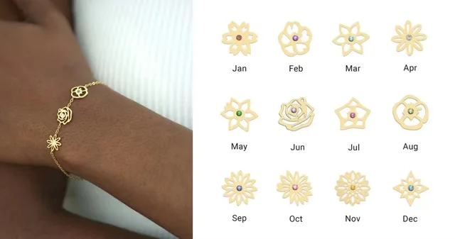 Birthflower + Birthstone Connector Flower