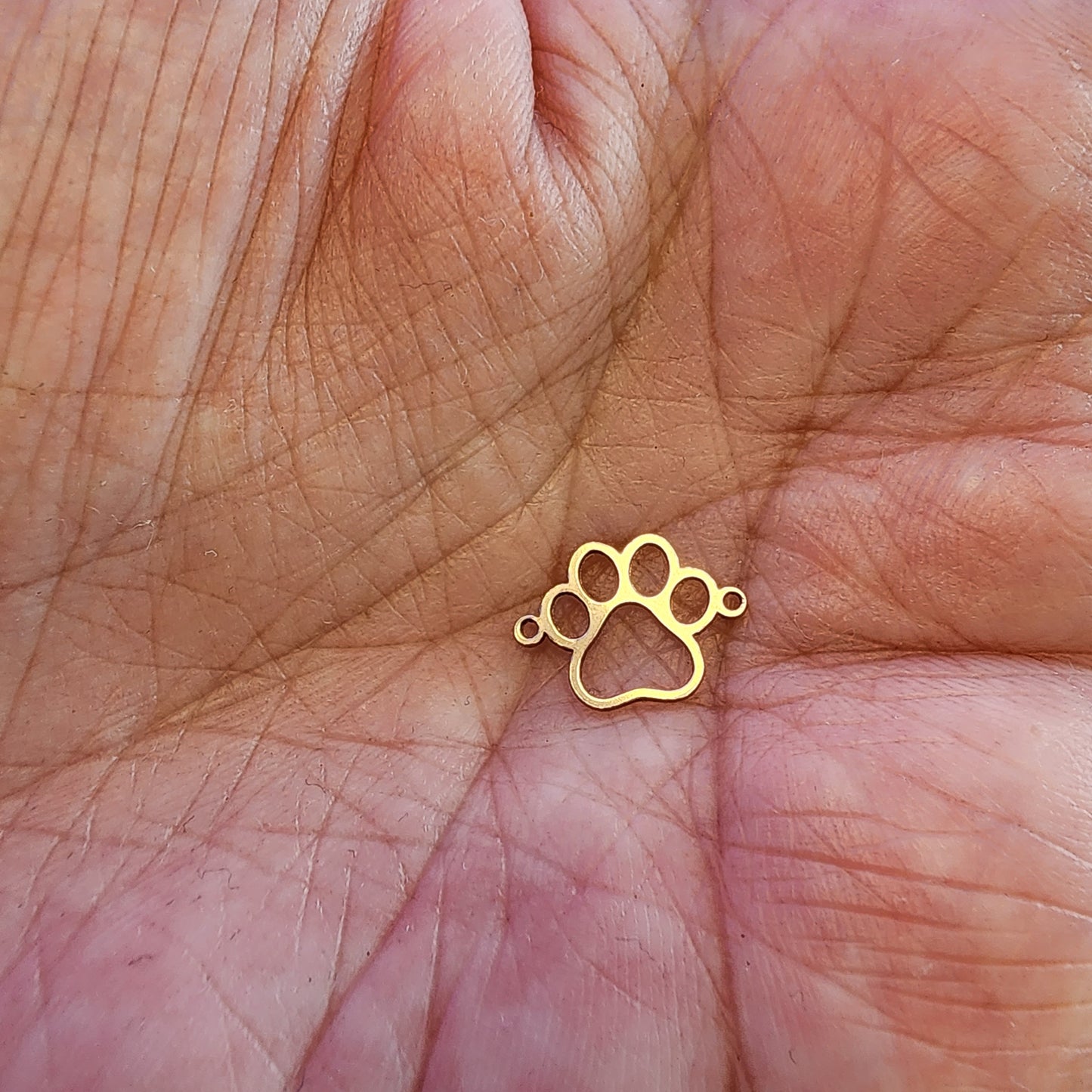Gold Filled Pawprint Connector - Sterling Silver or 14k Gold Supplies for Permanent Jewelry Word Charm
