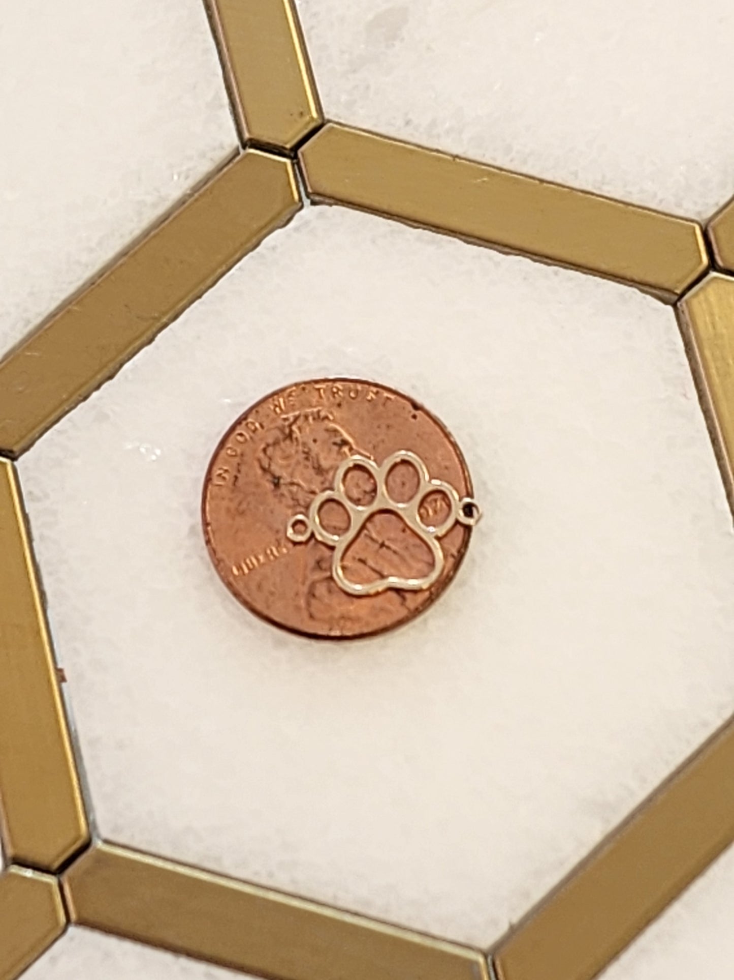 Gold Filled Pawprint Connector - Sterling Silver or 14k Gold Supplies for Permanent Jewelry Word Charm