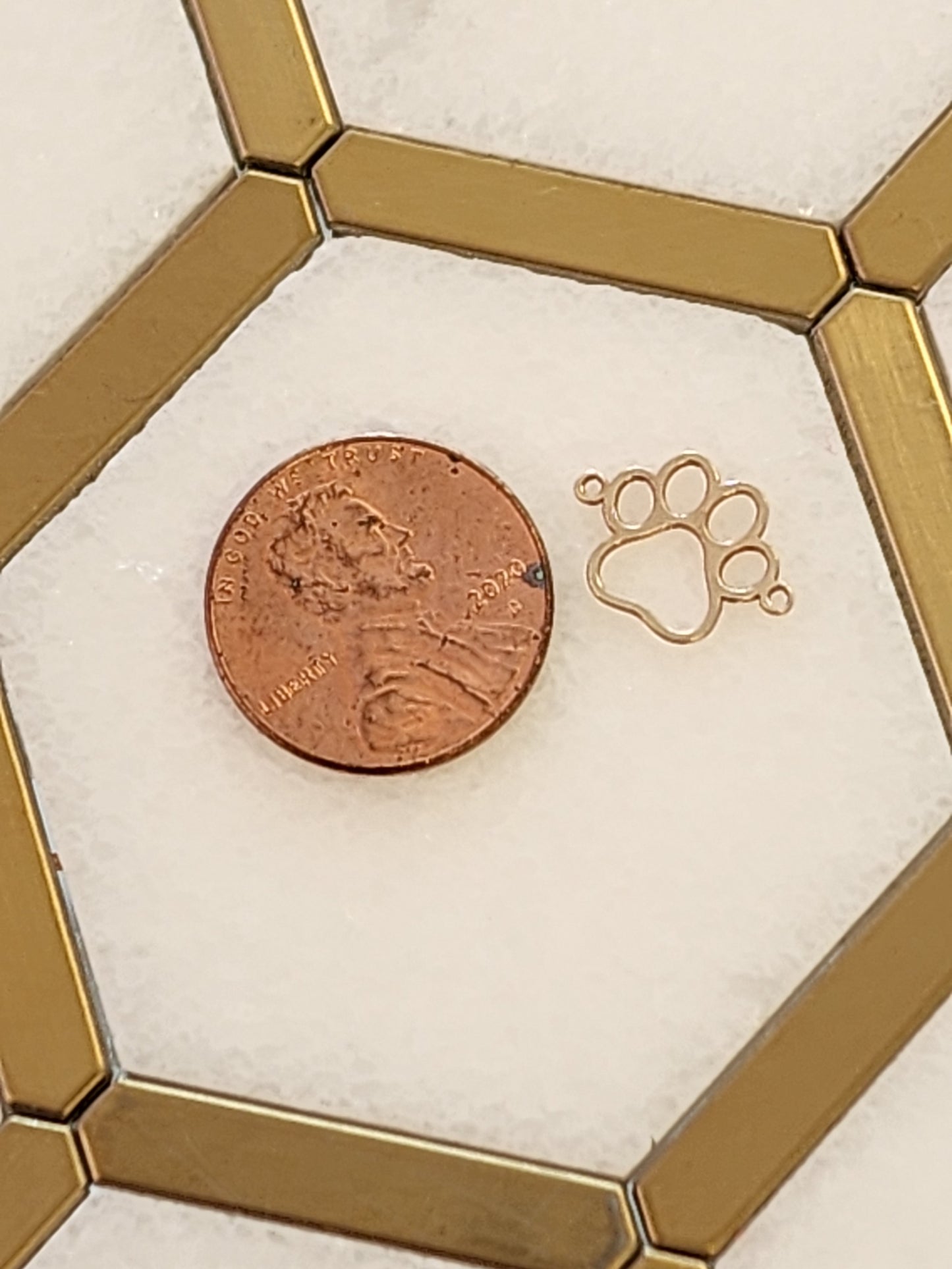 Gold Filled Pawprint Connector - Sterling Silver or 14k Gold Supplies for Permanent Jewelry Word Charm