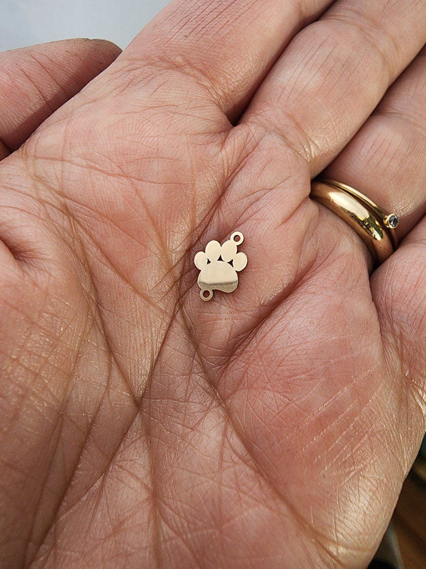 Gold Filled Mini Solid Sideways Pawprint Connector - Sterling Silver or 14k Gold Supplies for Permanent Jewelry