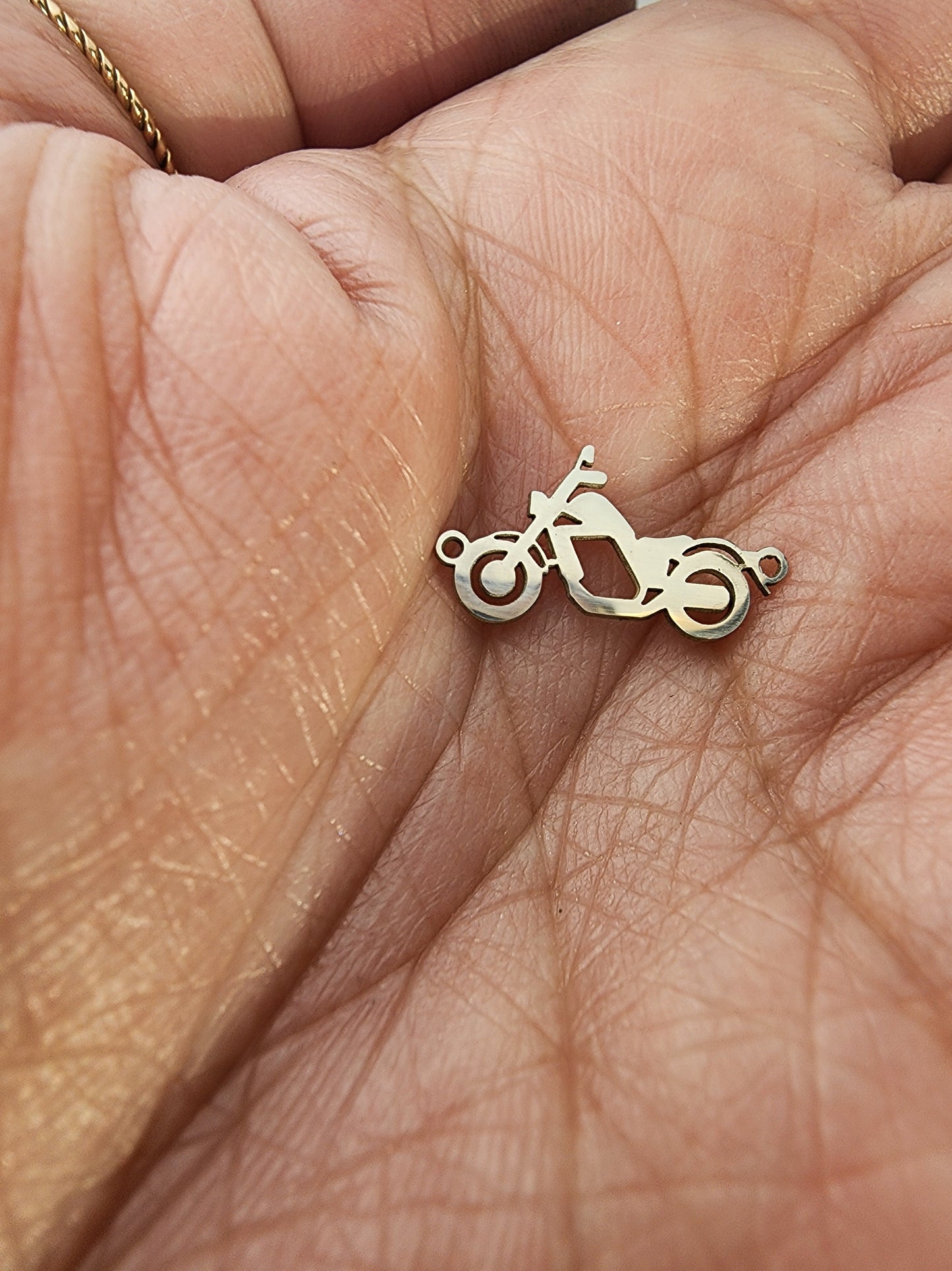Motorcycle or Bike connector for permanent jewelry, gold filled, sterling silver, 14k and 10k gold