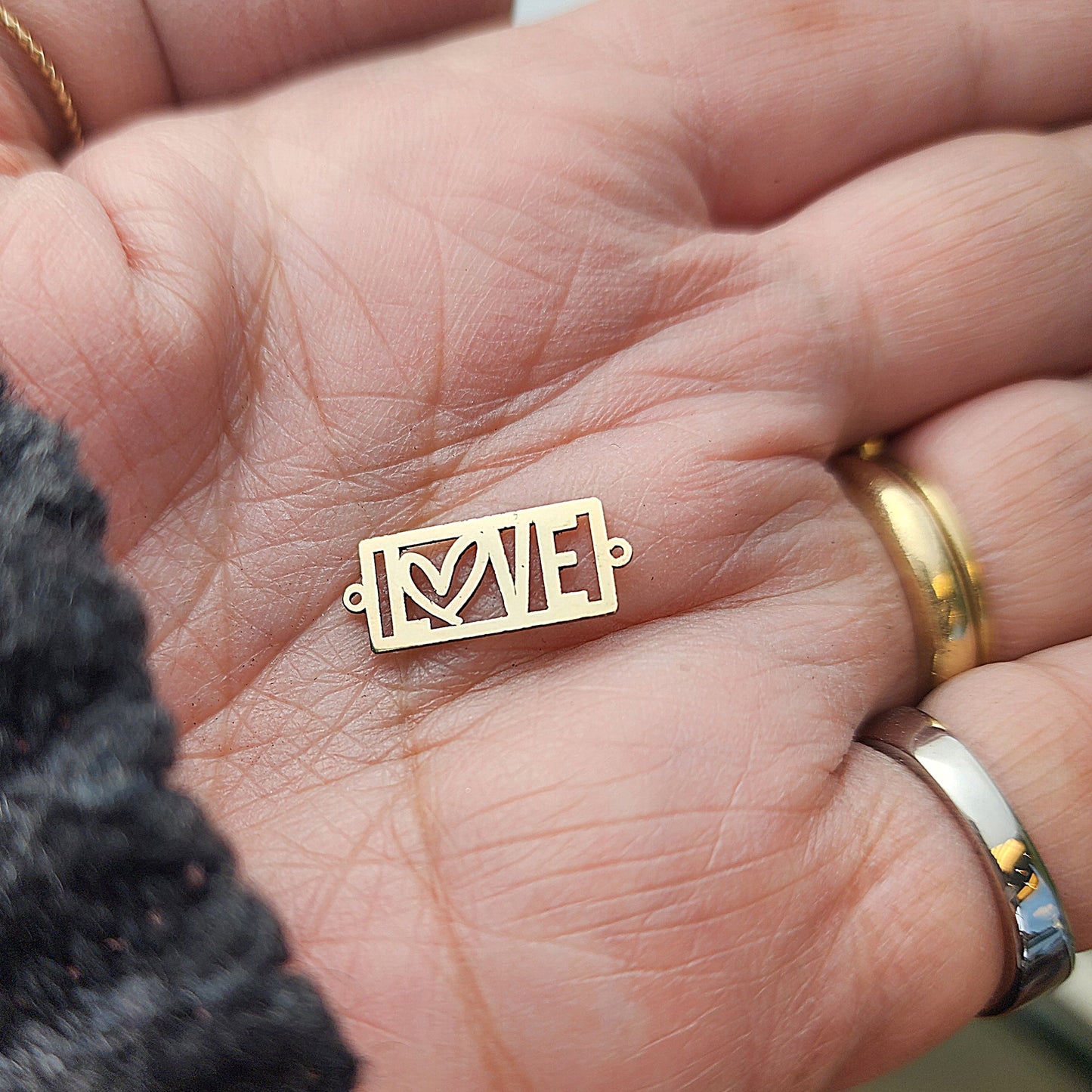 LOVE Tag connector for permanent jewelry, gold filled, sterling silver, 14k and 10k gold