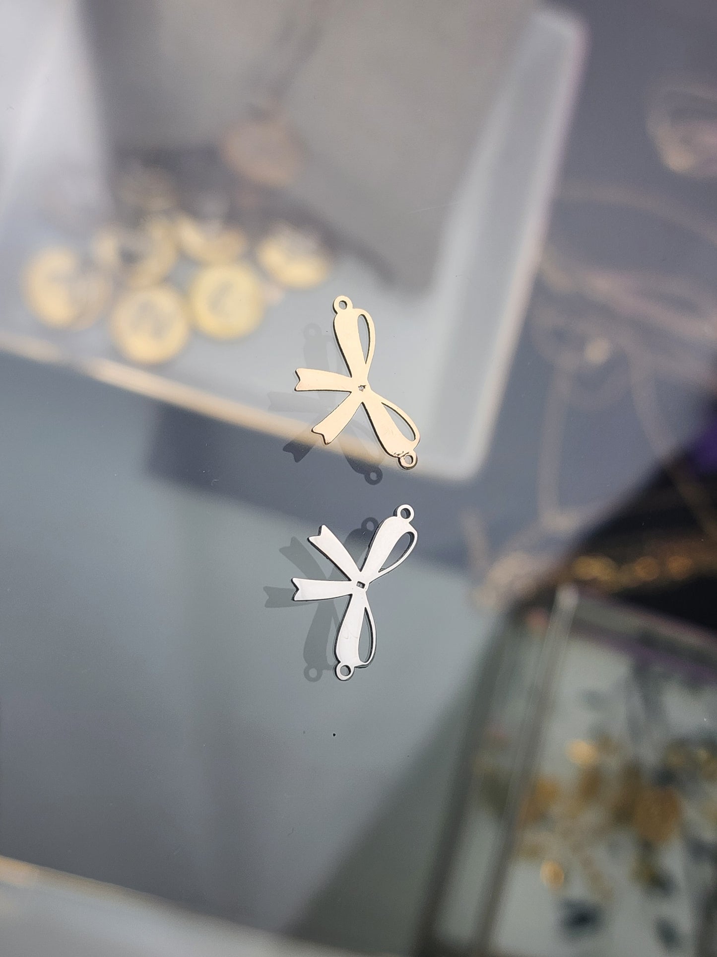 Gold Filled Bow Connector - Sterling Silver or 14k Gold Supplies for Permanent Jewelry Word Charm
