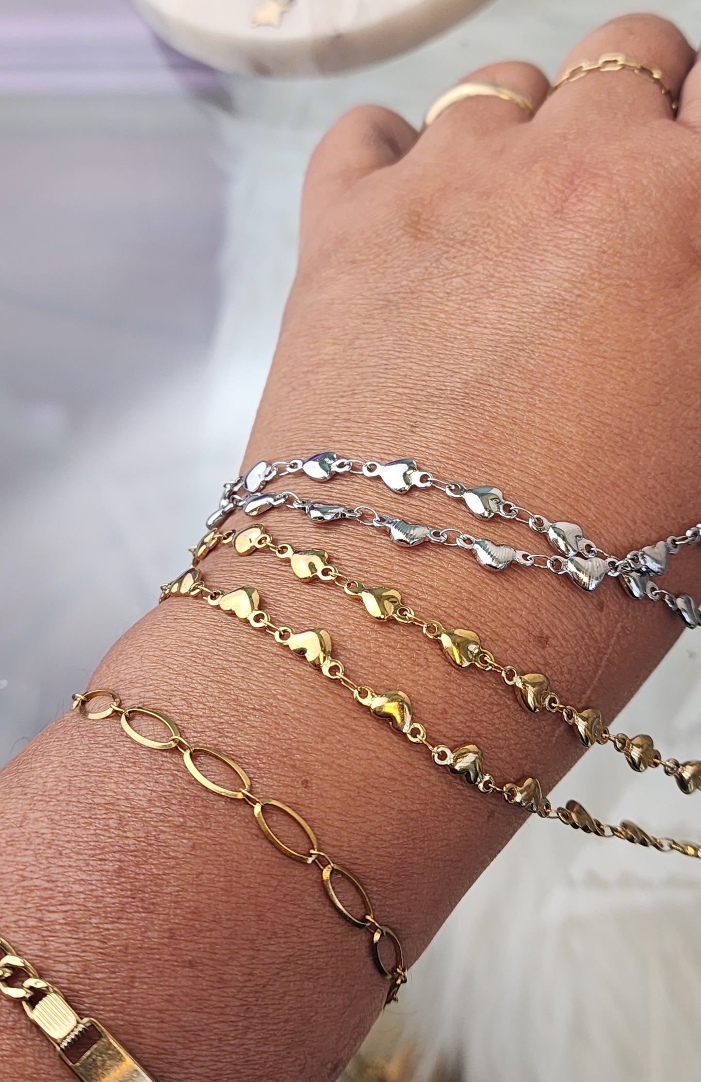 Puff Heart Chain by the foot