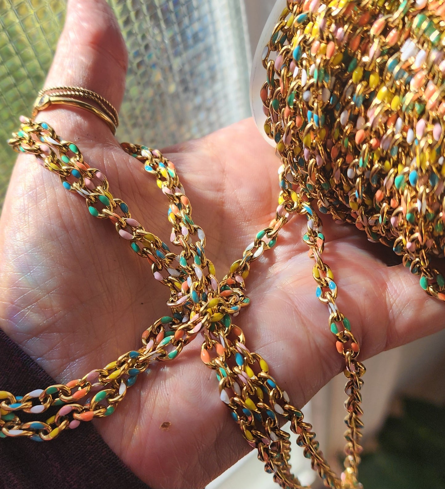 Rainbow Chunky Cable Chain by the foot