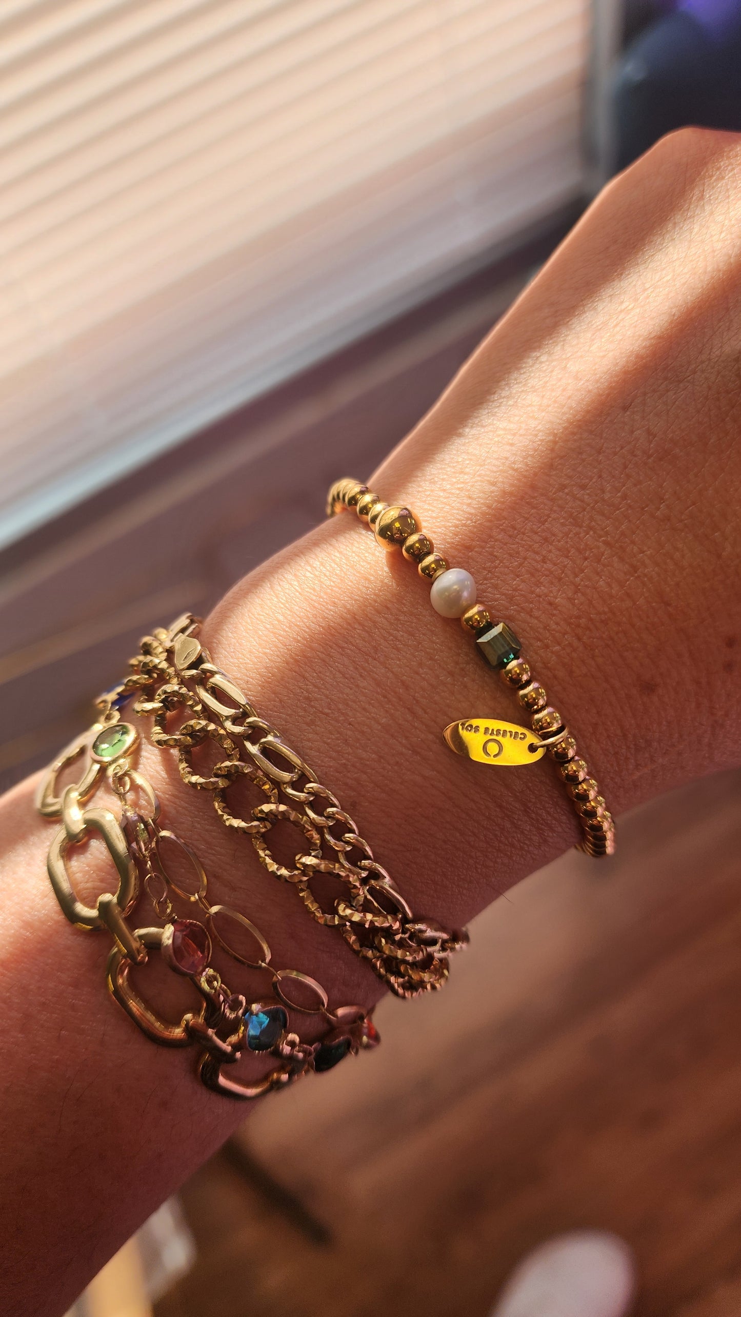 PREORDER: Stretch Bead + Turquoise Cube Bracelet