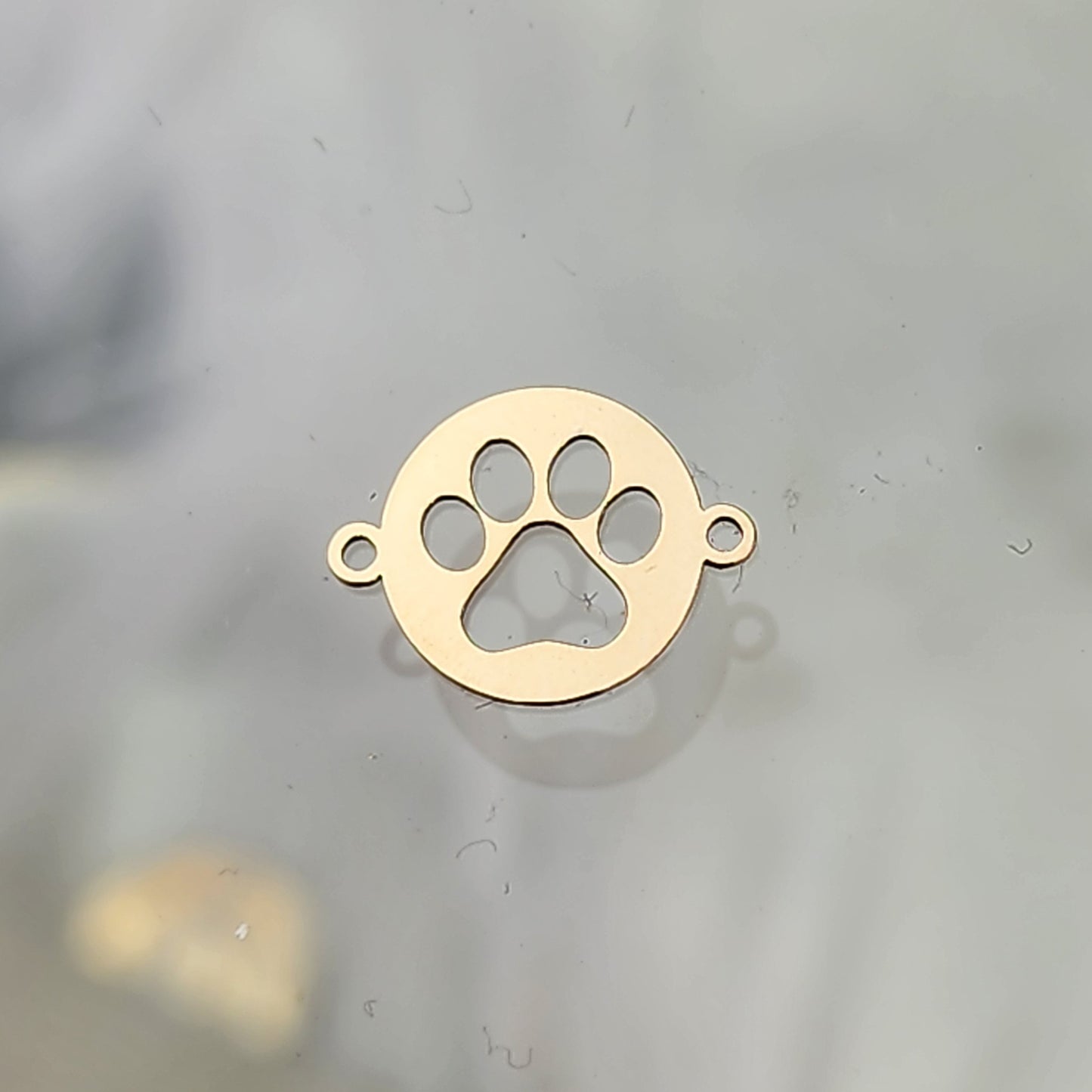 Pawprint in Disc Connector - Sterling Silver or 14k Gold Supplies for Permanent Jewelry Word Charm