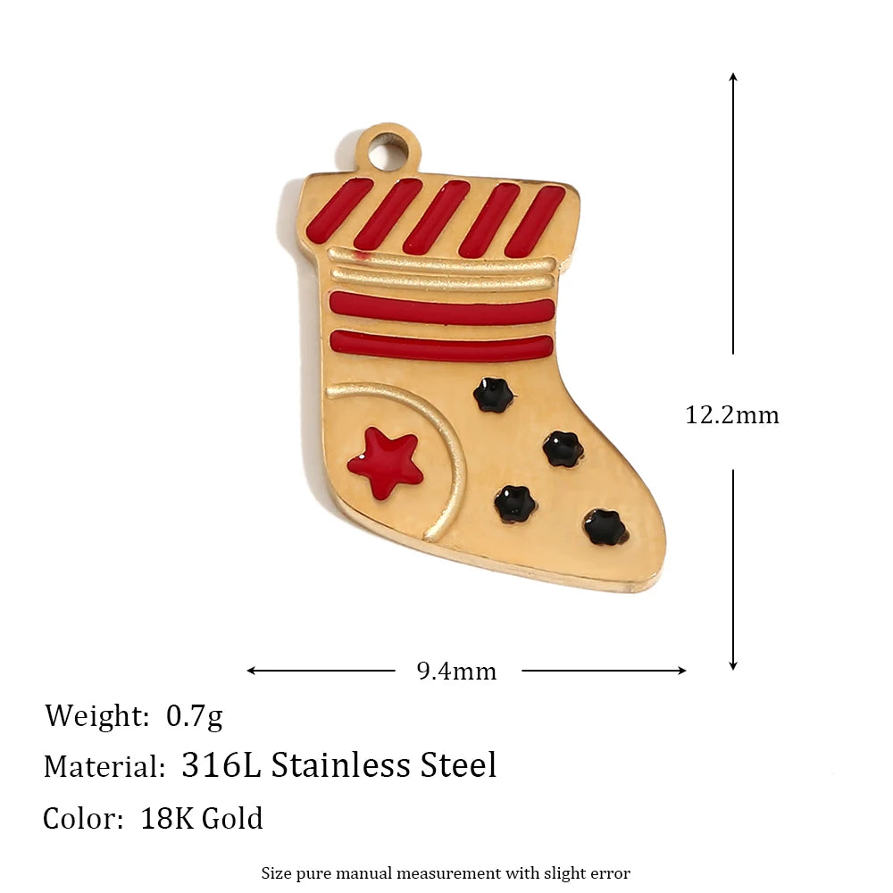 Christmas Charms Enamel PVD Ion Plated Stainless Tarnish and Water Resistant