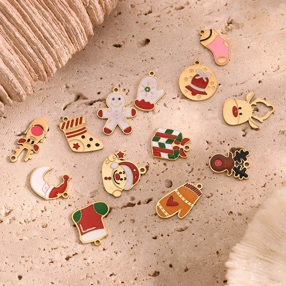 Christmas Charms Enamel PVD Ion Plated Stainless Tarnish and Water Resistant
