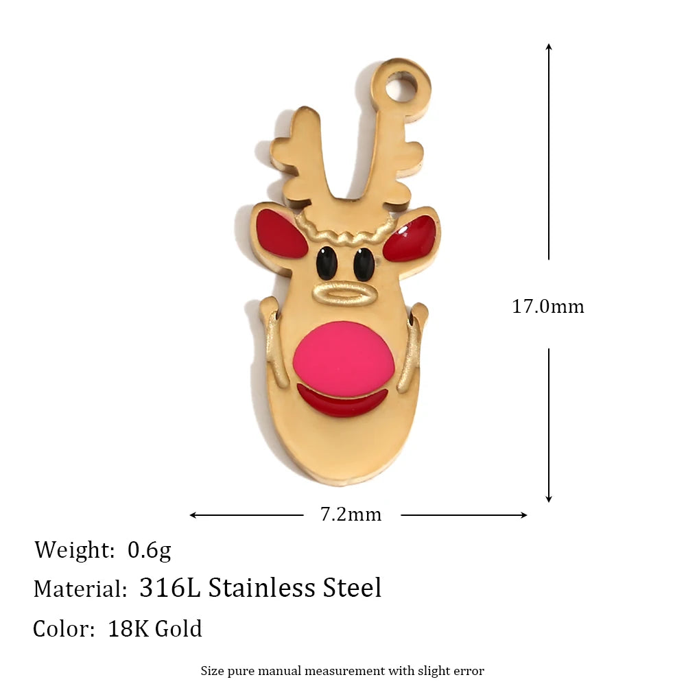 Christmas Charms Enamel PVD Ion Plated Stainless Tarnish and Water Resistant