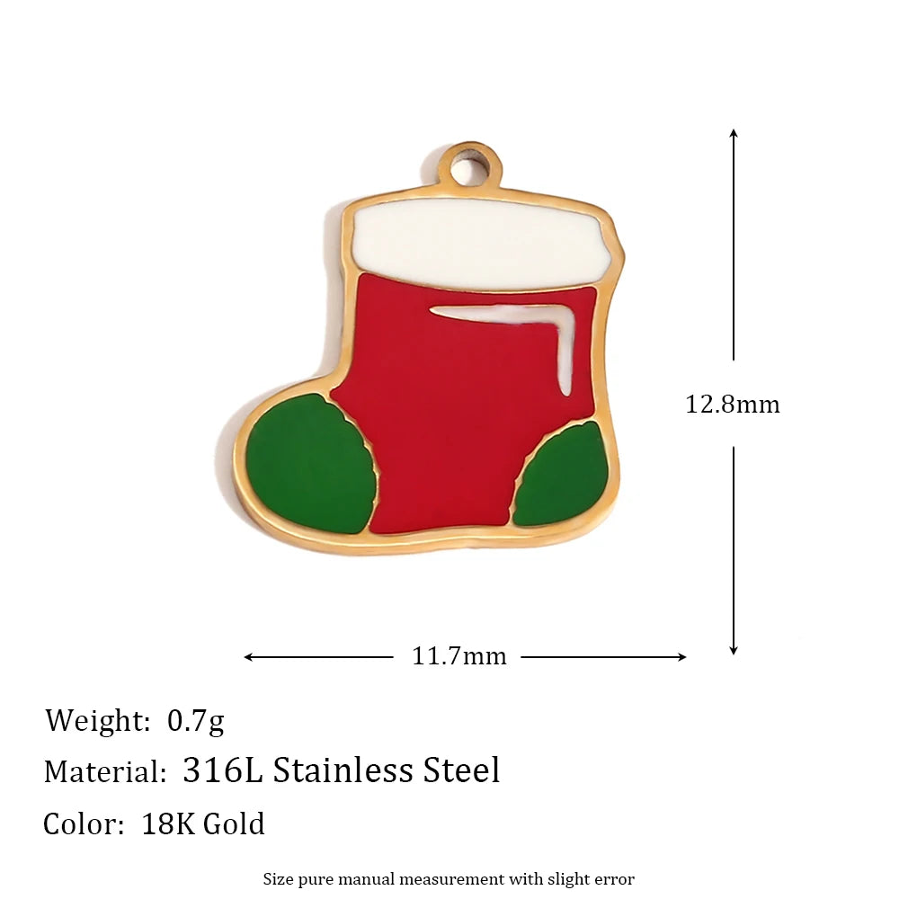 Christmas Charms Enamel PVD Ion Plated Stainless Tarnish and Water Resistant