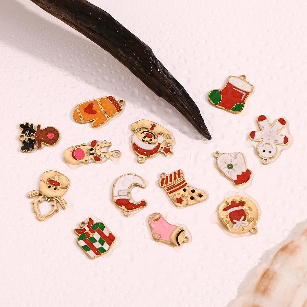 Christmas Charms Enamel PVD Ion Plated Stainless Tarnish and Water Resistant
