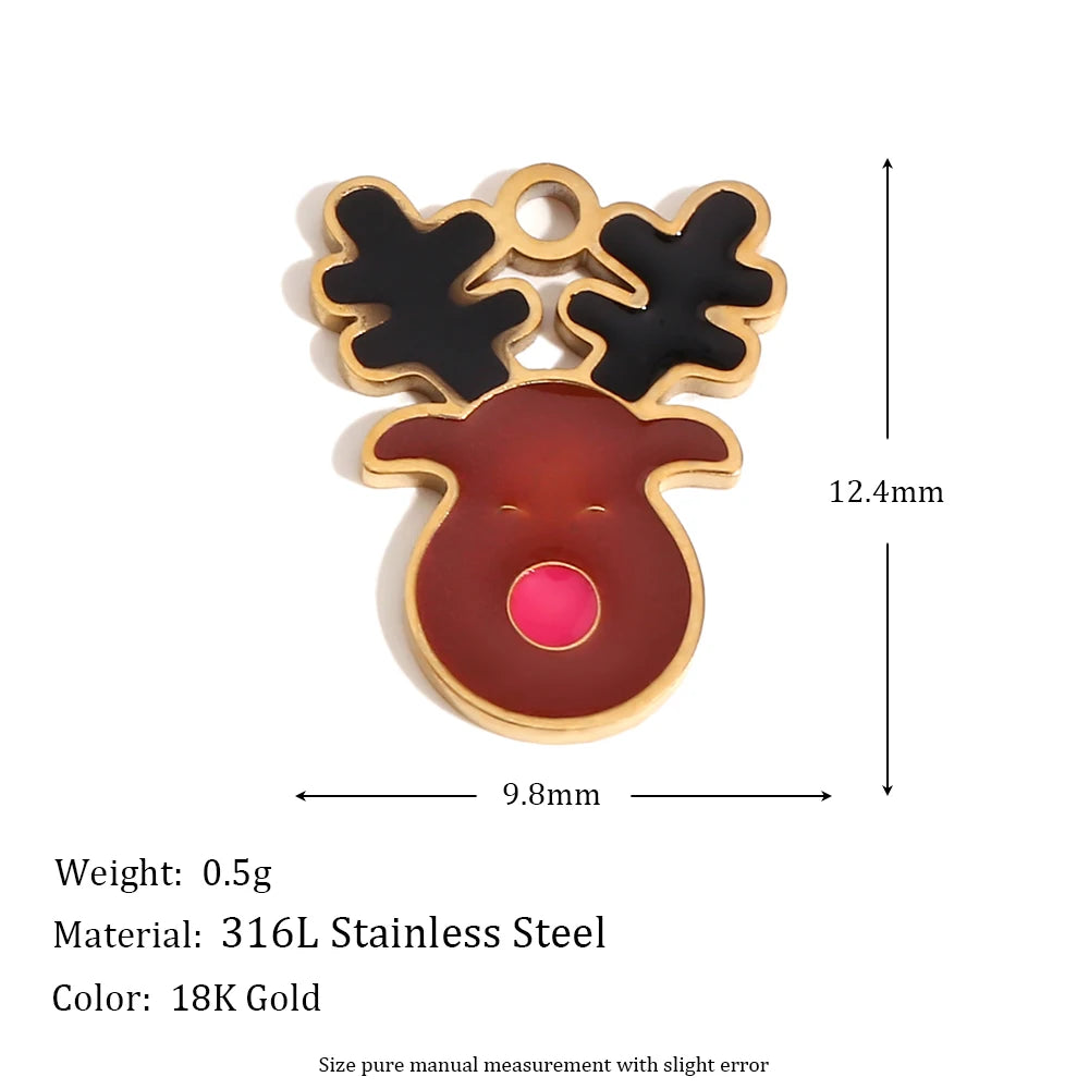 Christmas Charms Enamel PVD Ion Plated Stainless Tarnish and Water Resistant