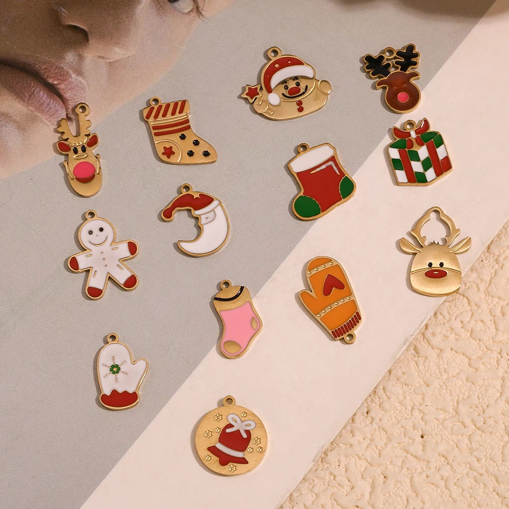 Christmas Charms Enamel PVD Ion Plated Stainless Tarnish and Water Resistant