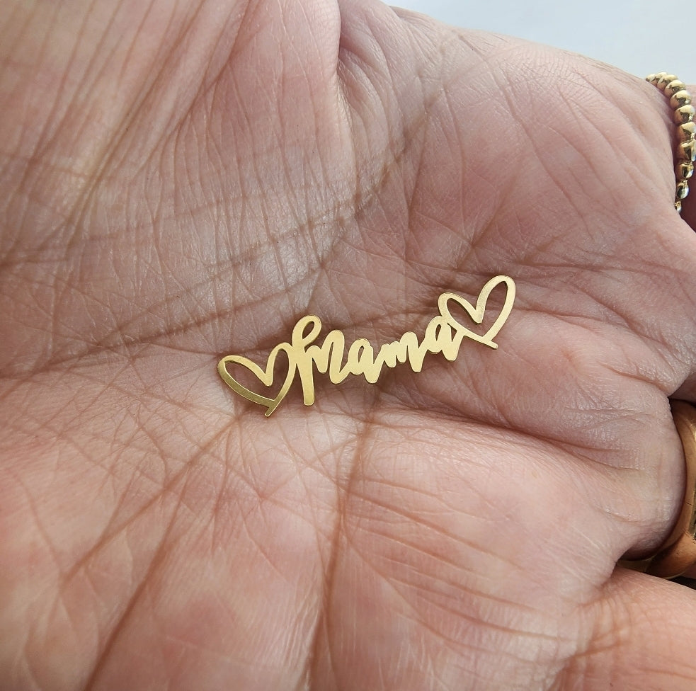 Mama with hearts Connector, Gold Filled Permanent Jewelry Connector Connector - Sterling Silver, Gold Filled or 14k Gold