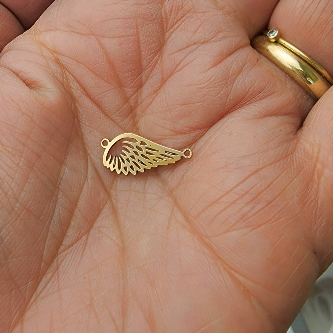 Wing- Sterling Silver or 14k Gold Supplies for Permanent Jewelry Word Charm