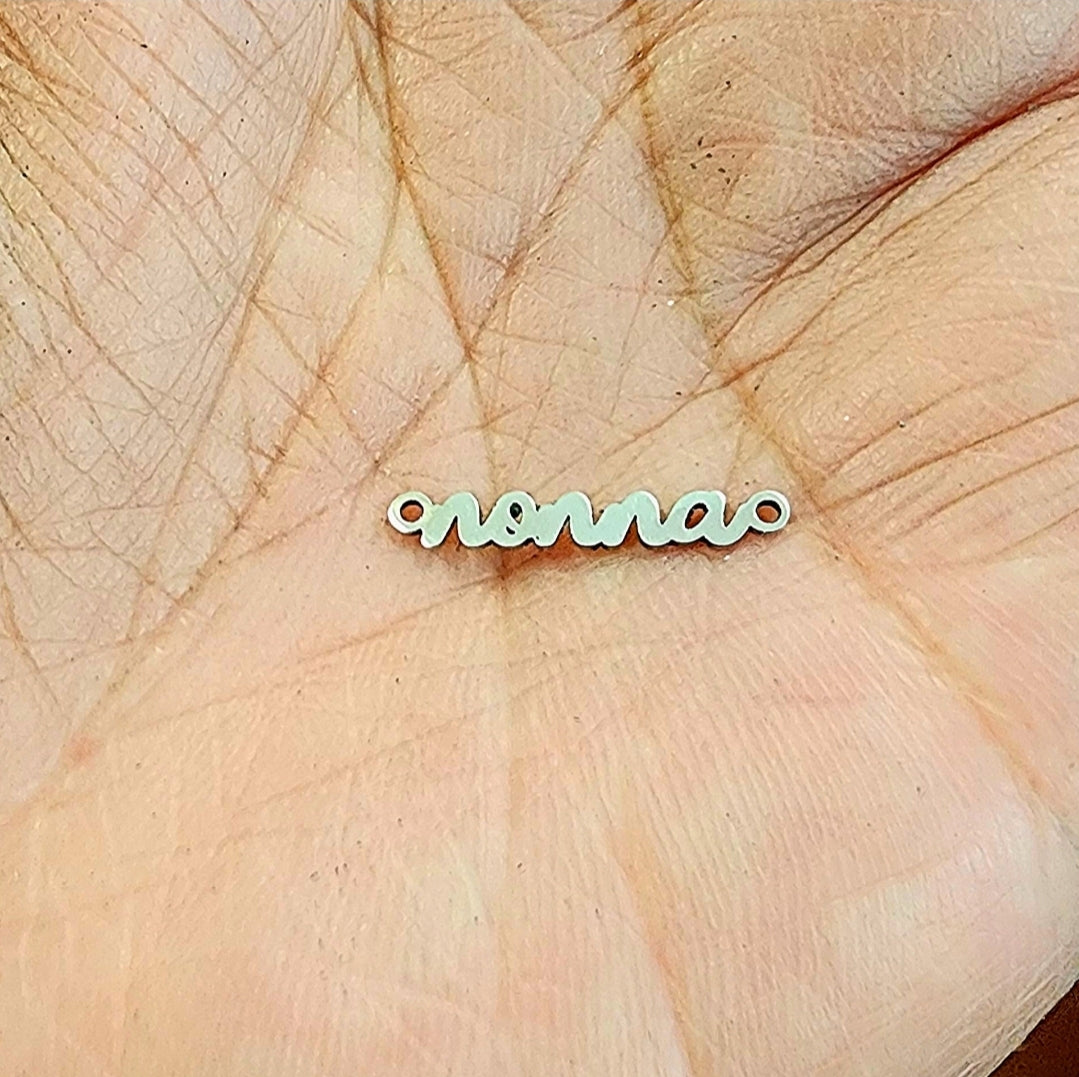 Nonna Connector - Sterling Silver or 14k Gold Supplies for Permanent Jewelry Word Charm