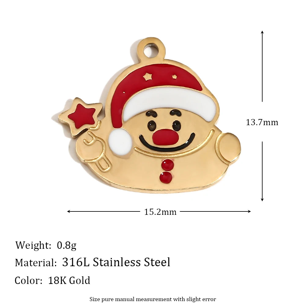 Christmas Charms Enamel PVD Ion Plated Stainless Tarnish and Water Resistant
