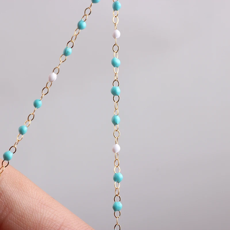 Aqua Cable Chain Sterling or Gold filled