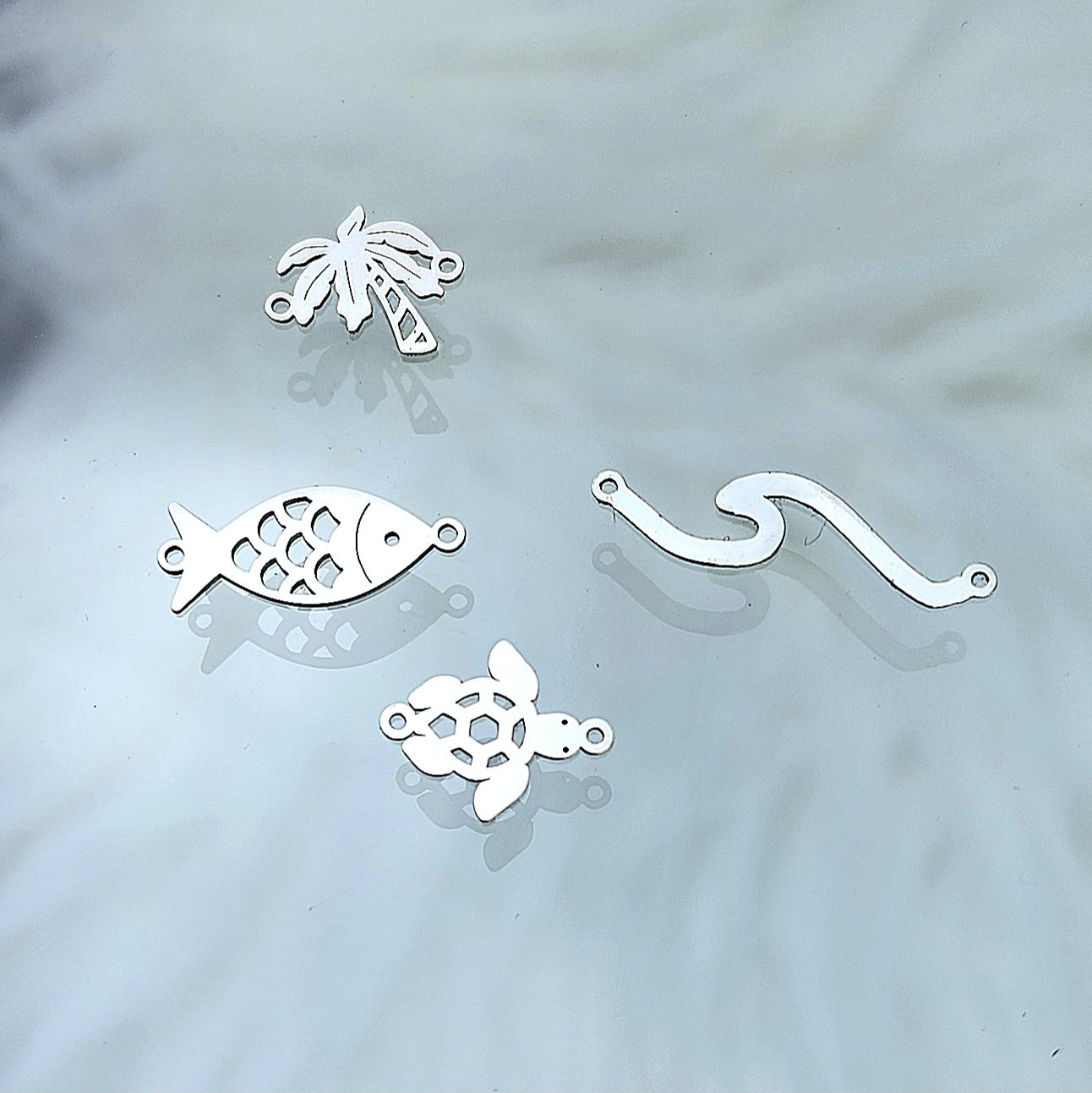 Palm tree connector for permanent jewelry, gold filled, sterling silver, 14k and 10k gold
