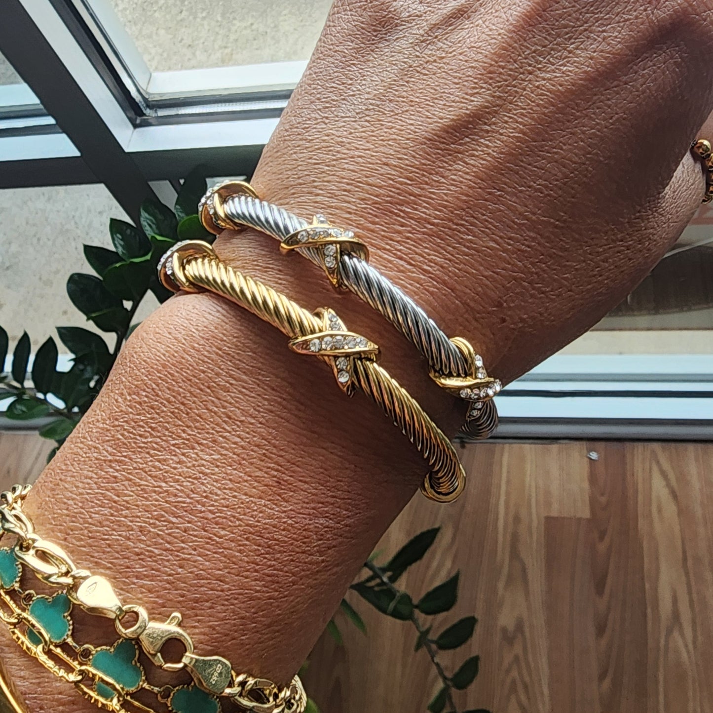 Luxe Cable Crystal Knot Cuff Bracelet