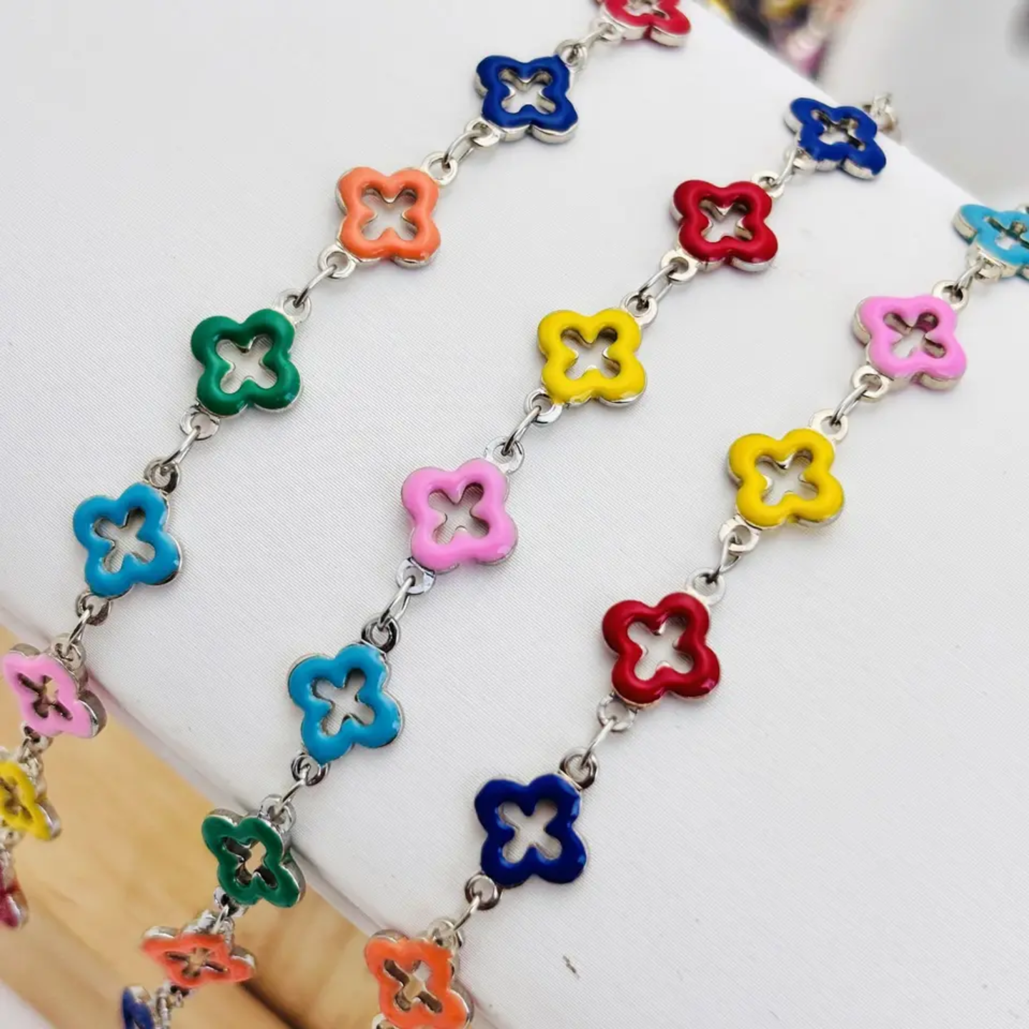 Multicolor Rainbow Clover Chain by the foot