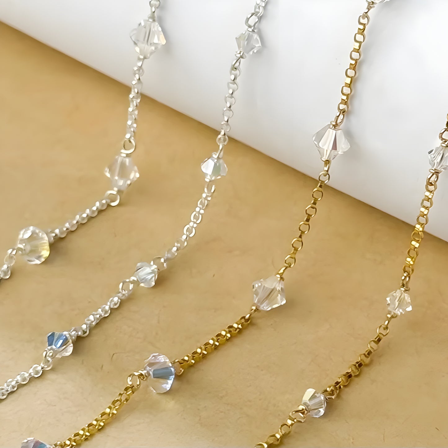 Swarovski Crystal Chain Gold Filled or Sterling Silver by the foot
