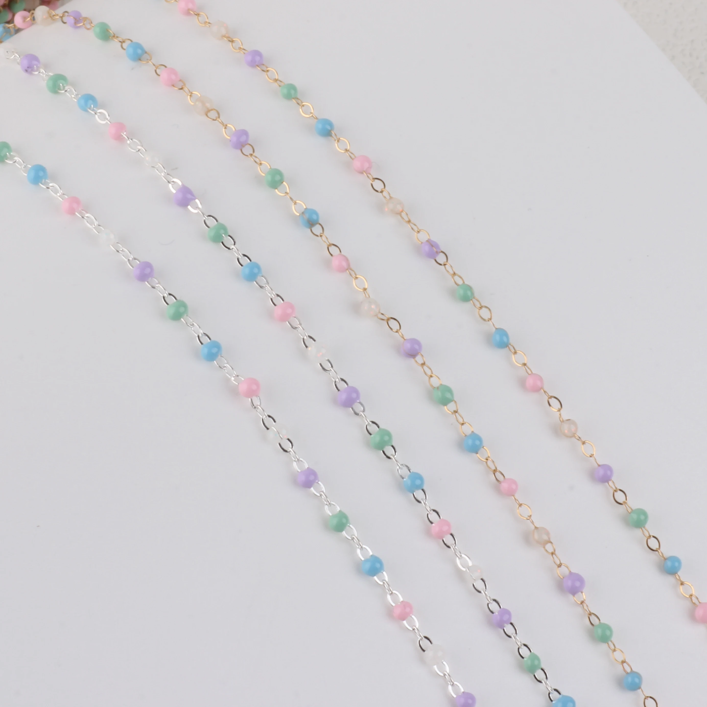 Cotton Candy Pink and Baby Blue Cable Chain Sterling or Gold filled