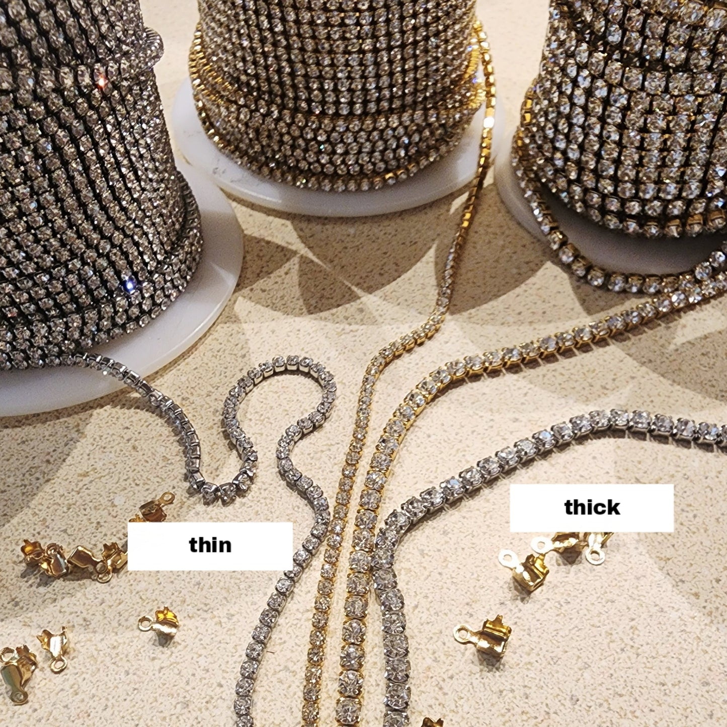 Crystal Chain 2 mm or 3 mm by the foot