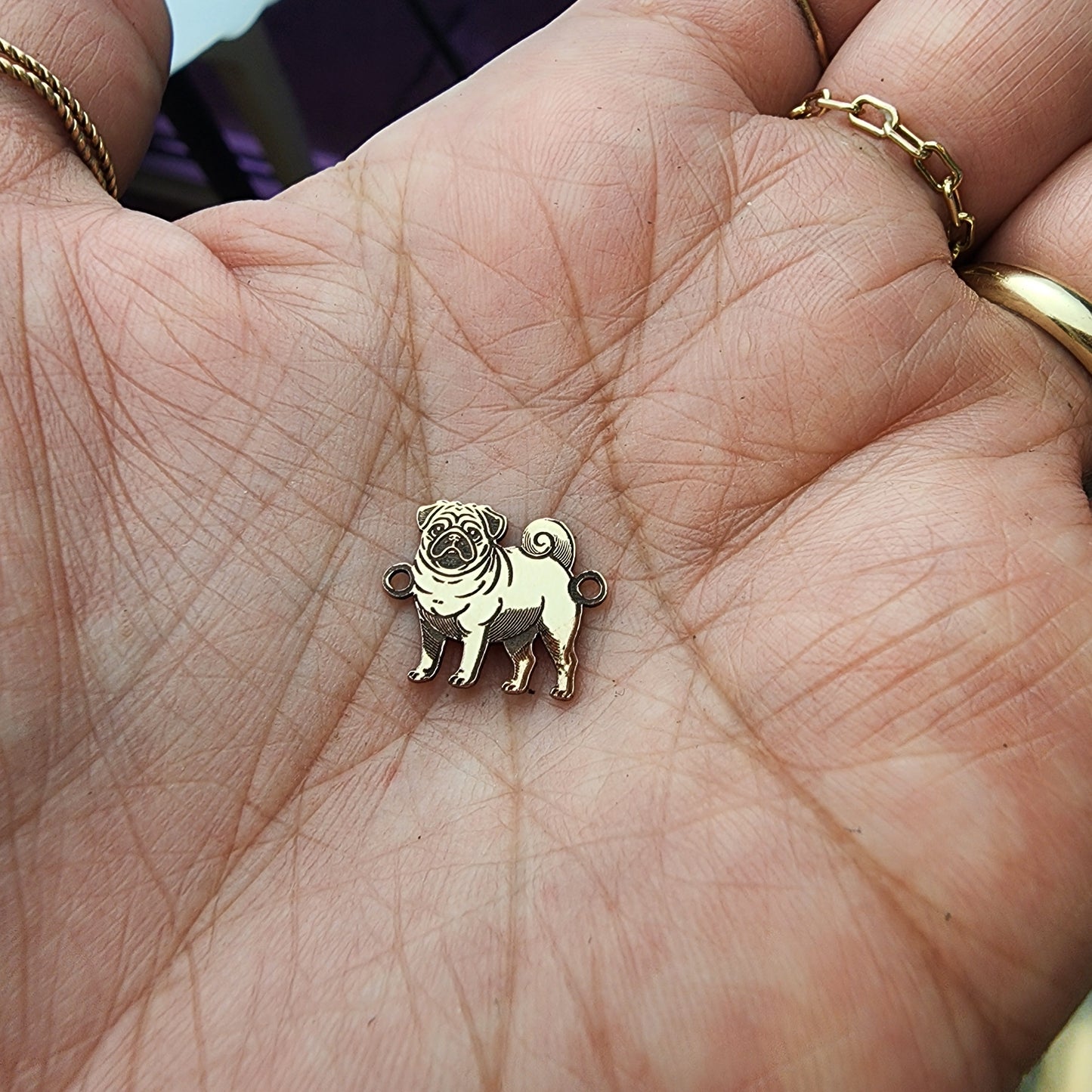 Custom Dog Breed Connector in gold filled or sterling silver | permanent jewelry personalized charm