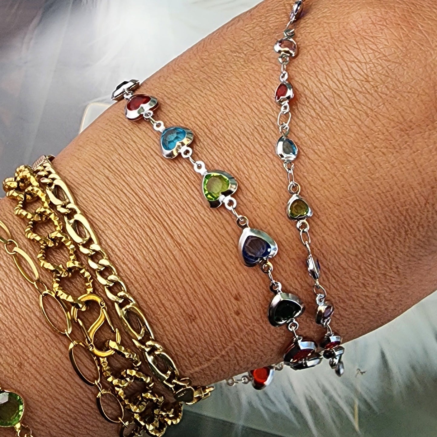 Valentine's Heart Crystal Chain by the foot