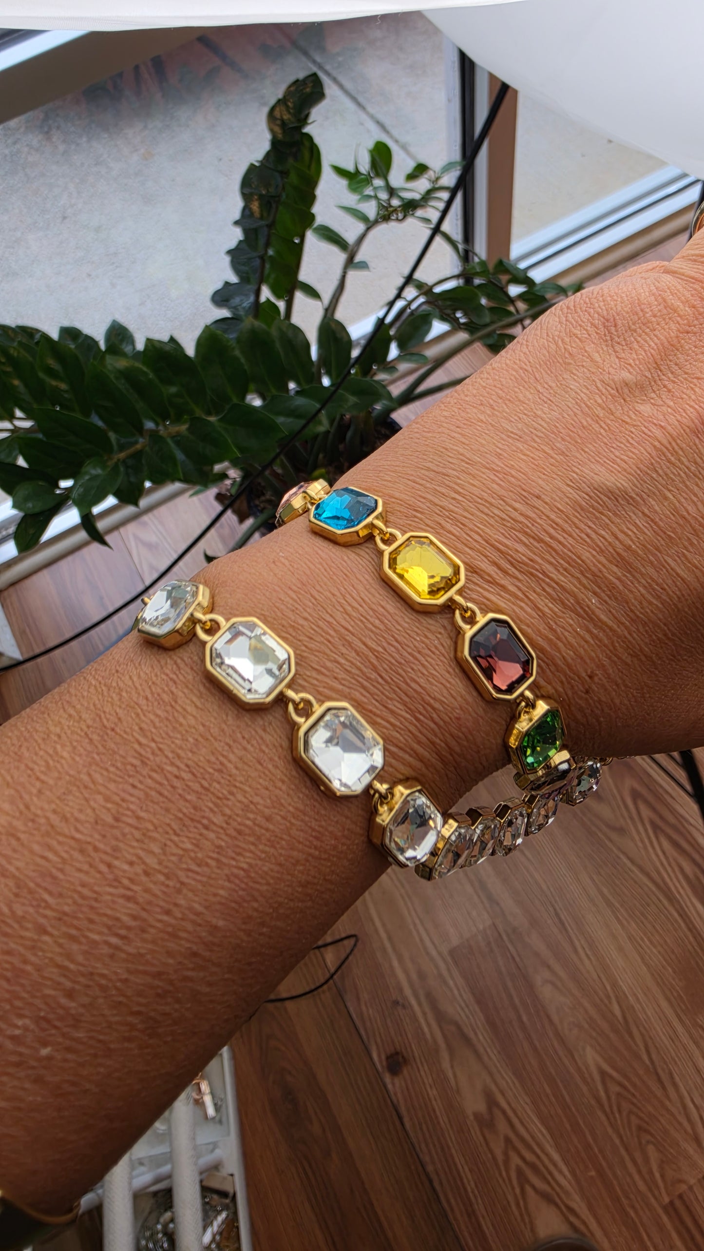 Deluxe Rectangular Bezel Crystal Chain by the foot