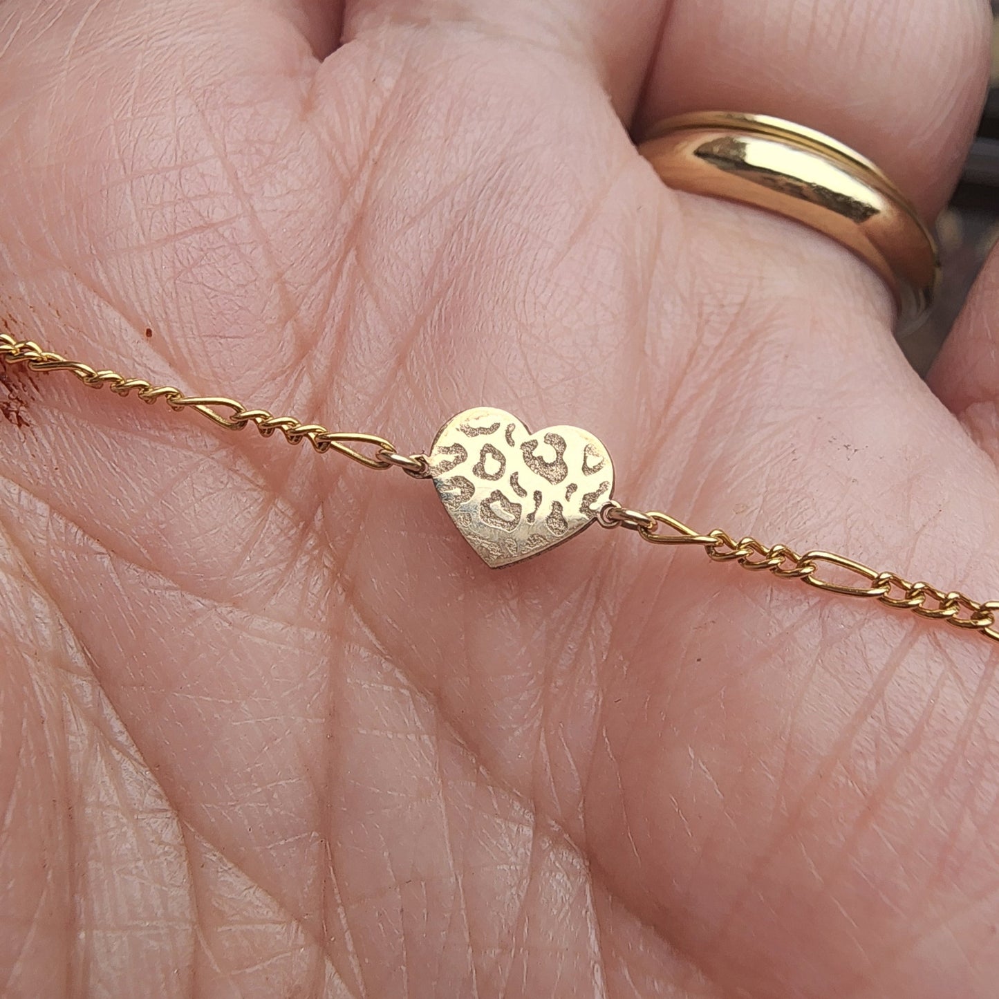 Gold Filled Animal Print Heart Connector - Sterling Silver or 14k Gold Supplies for Permanent Jewelry Cheetah Leopard print
