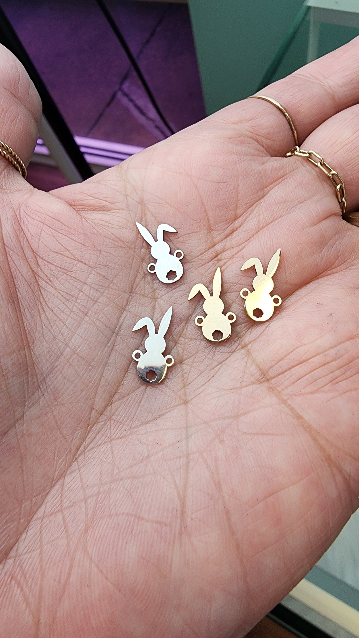 Bunny connector - gold filled, sterling silver or solid gold- permanent jewelry