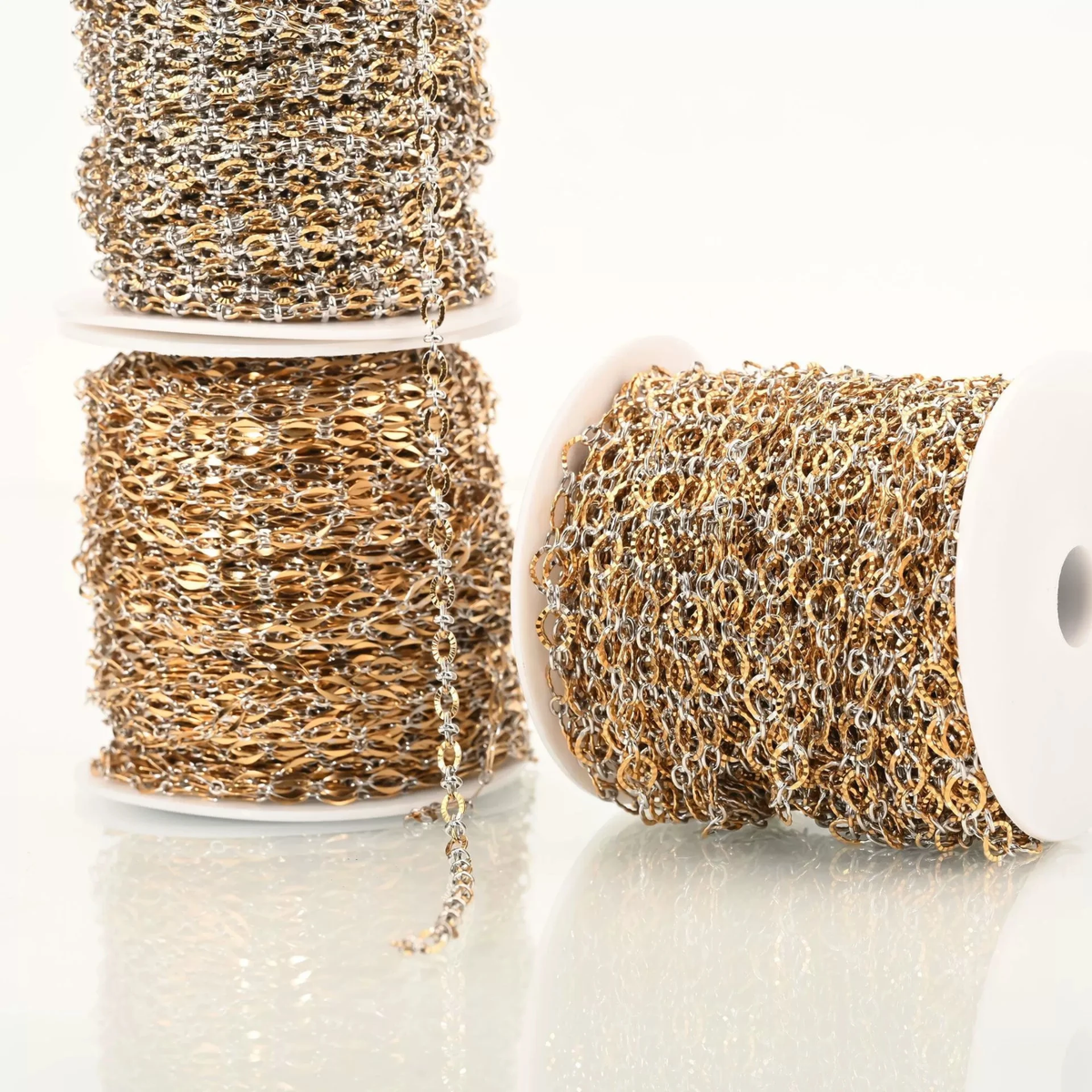 Textured Silver and Gold Bi-Color Chain Mixed Metals