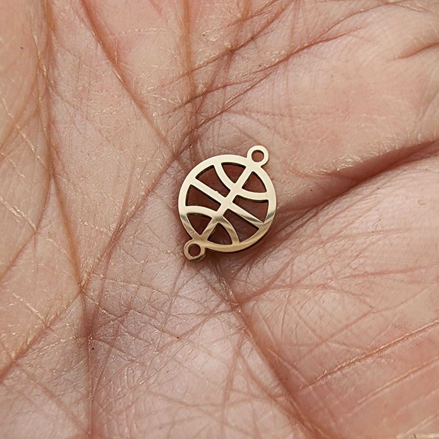 Mini Basketball Connector - Sterling Silver or 14k Gold Supplies for Permanent Jewelry