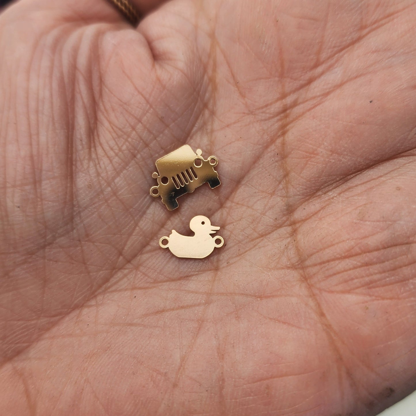 Duckie connector for permanent jewelry, gold filled, sterling silver, 14k and 10k gold