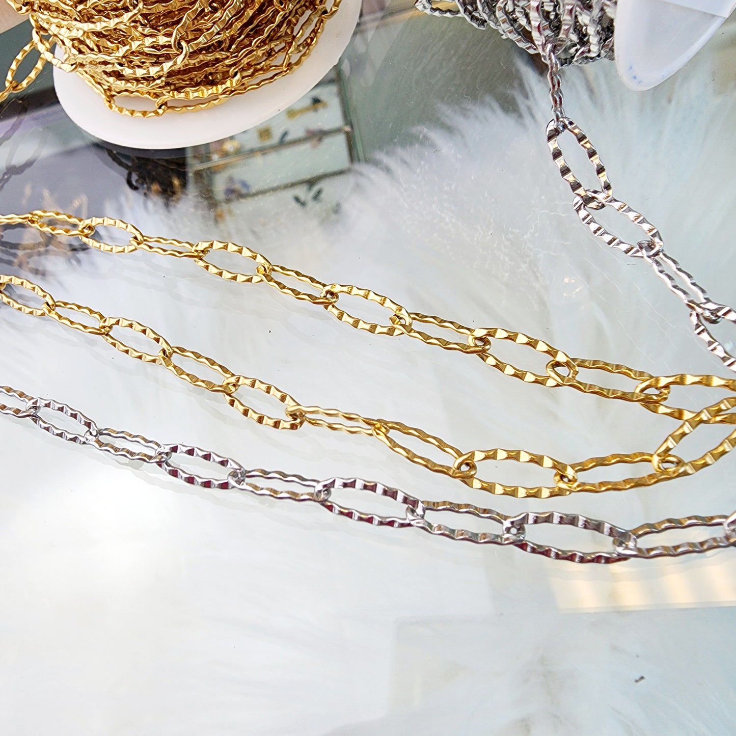 Hammered Paperclip Chain 12 mm