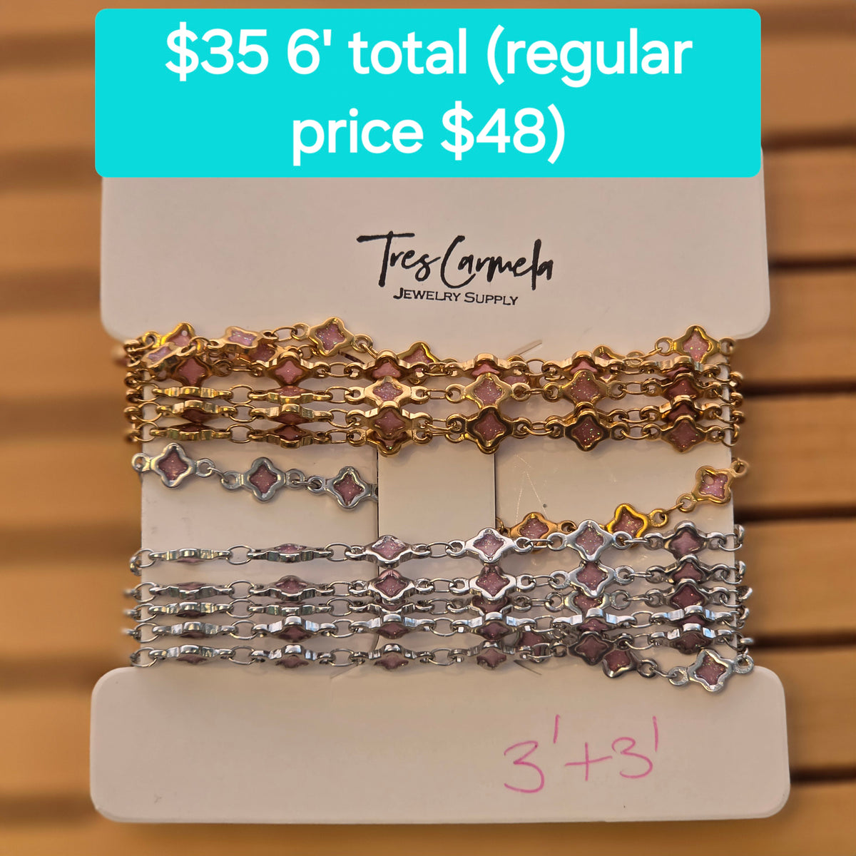 Pink Glitter Clover Chain FB Deal