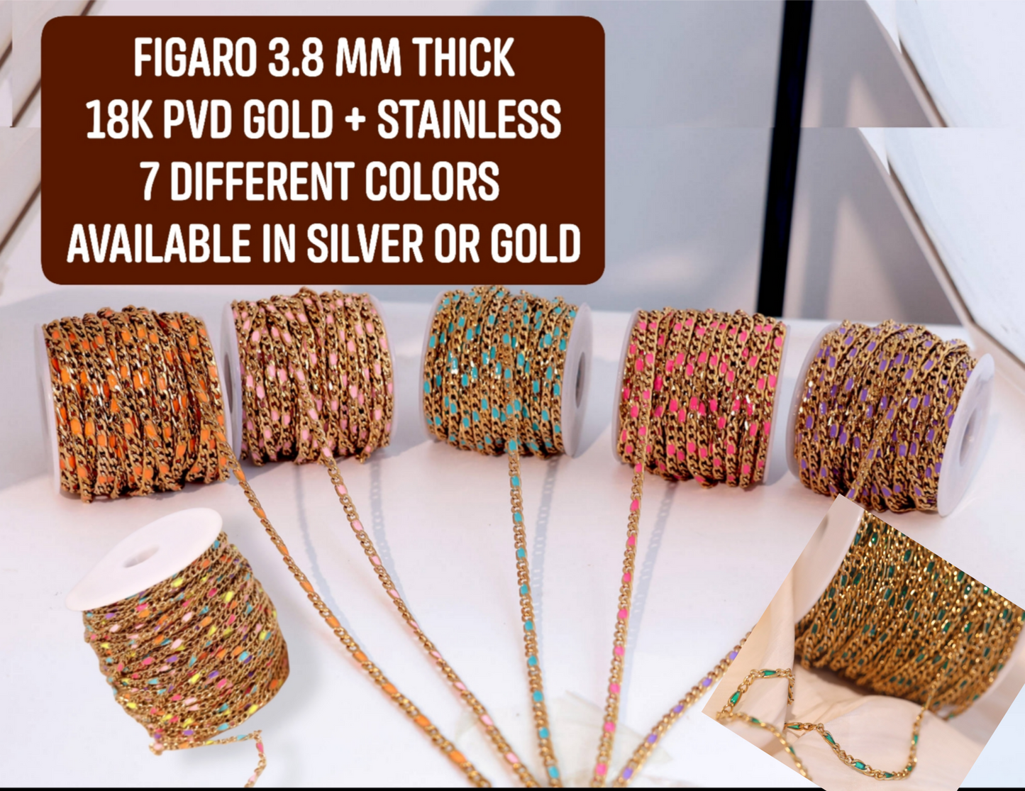 Figaro Enamel Chain by the foot