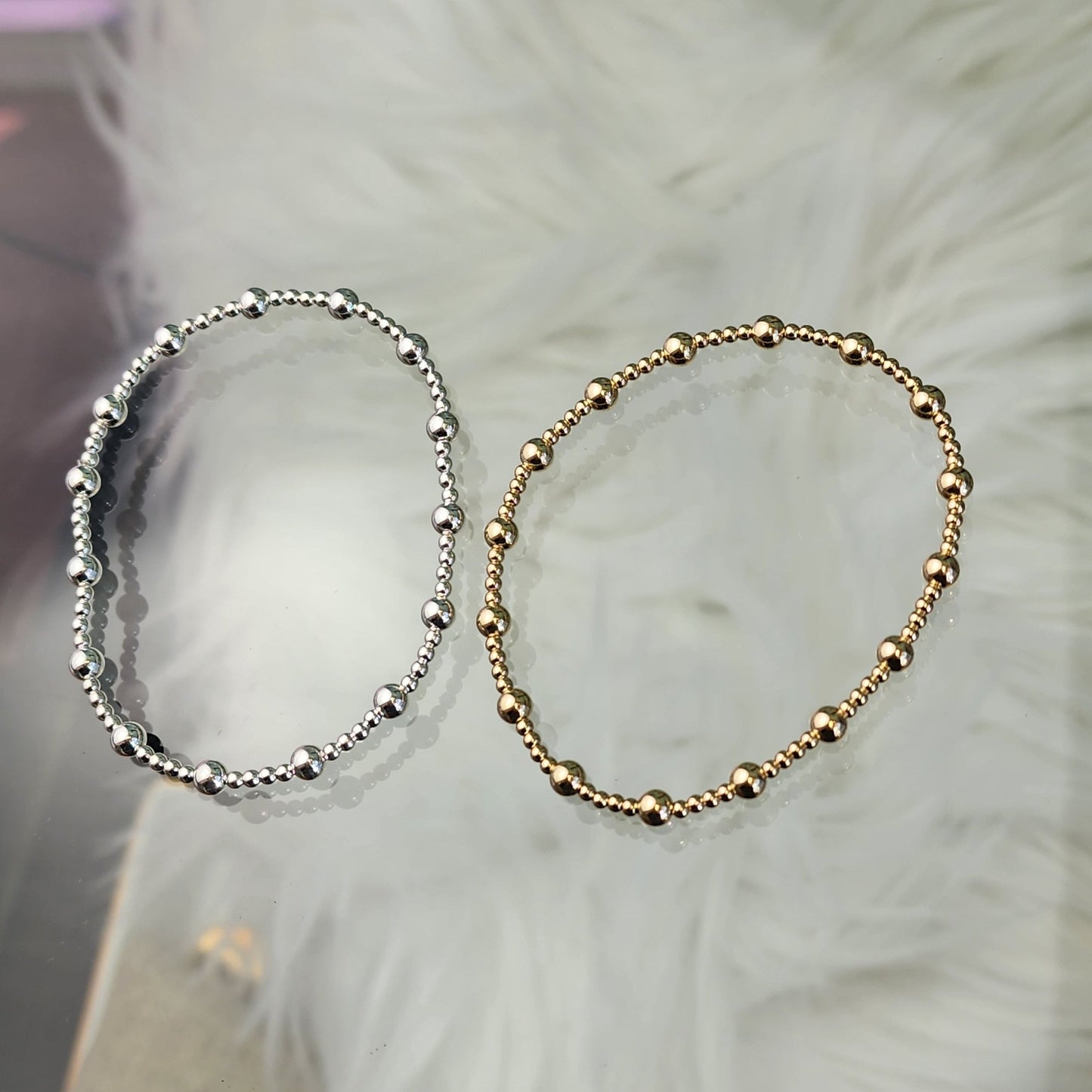 PREORDER: Dewdrop Bead Stretch Bracelet 14k Gold Filled or .925 Sterling Silver
