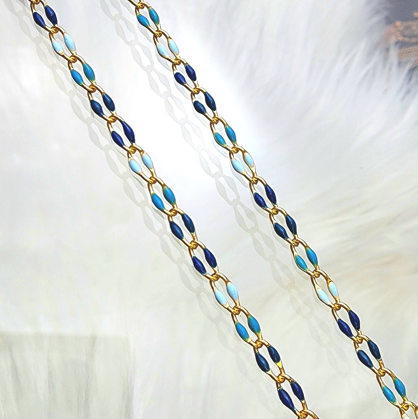 3 Shades of Blue Enamel Chain