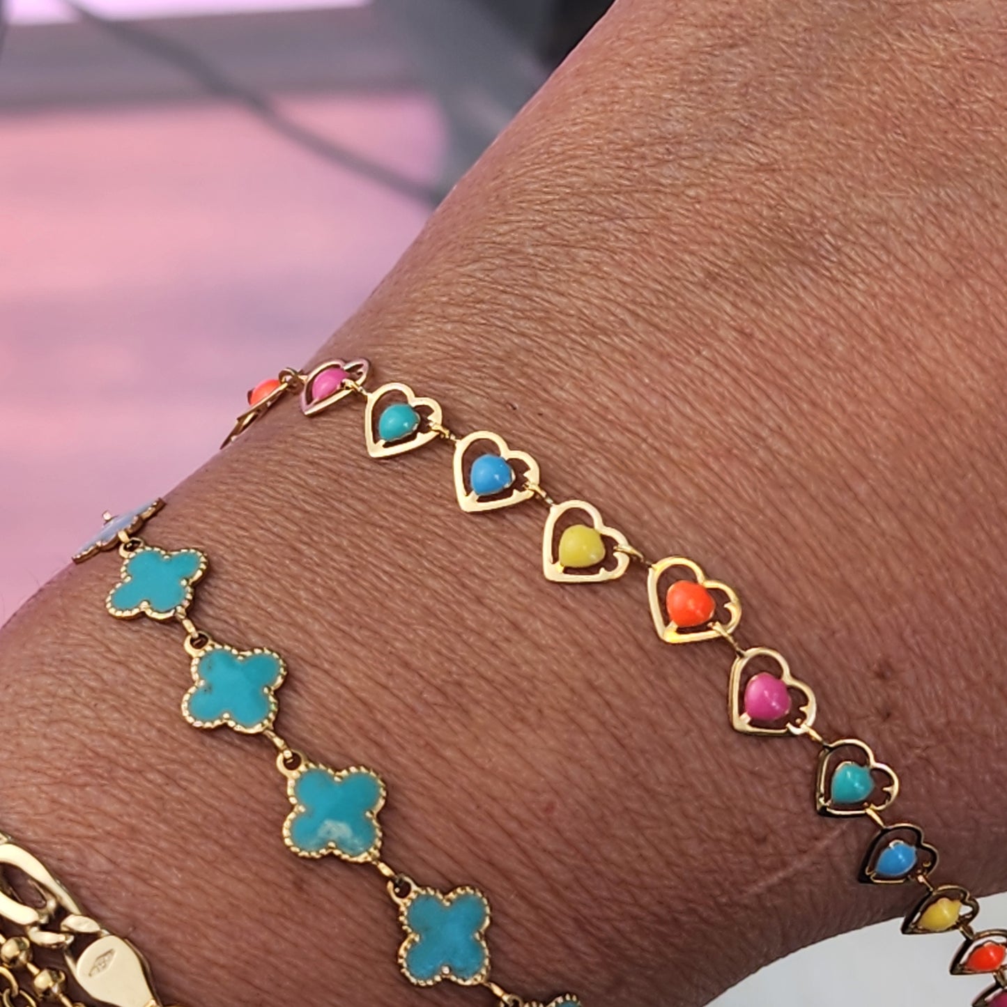 Heart Enamel Bead Chain by the foot
