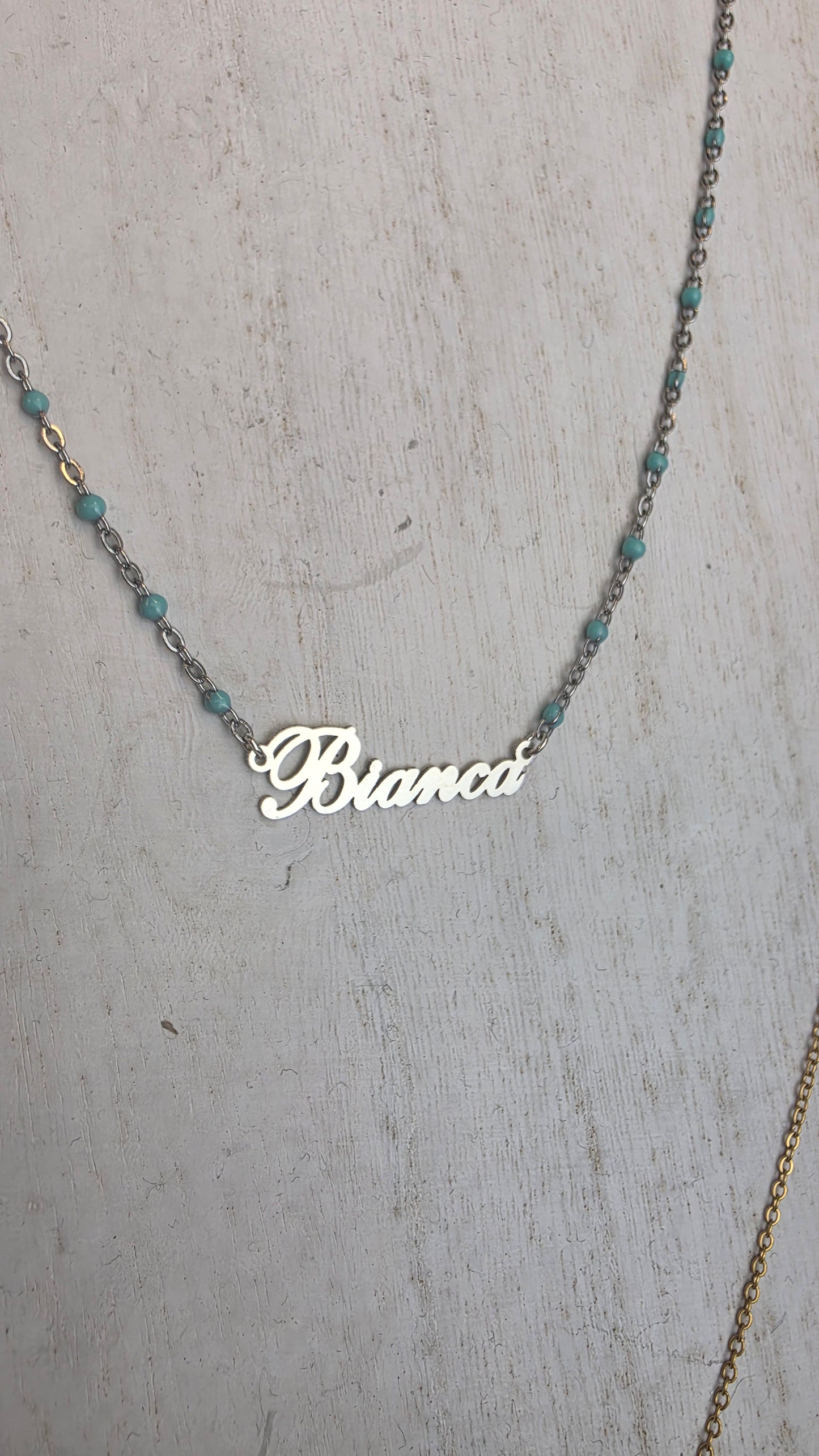 Custom Turquoise Chain Name Necklace