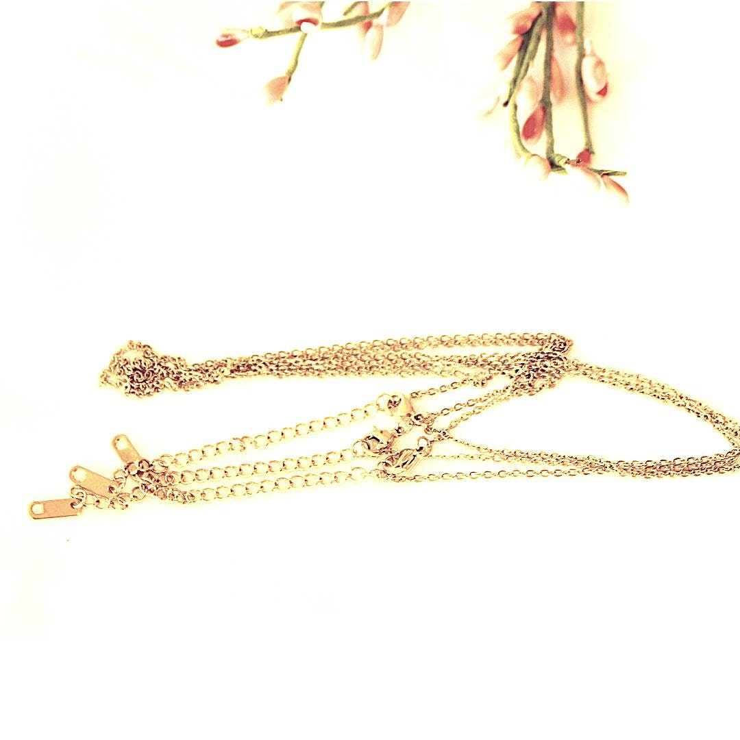 Gold cable chain, high quality does not tarnish or change colors with extender diy, wholesale supply