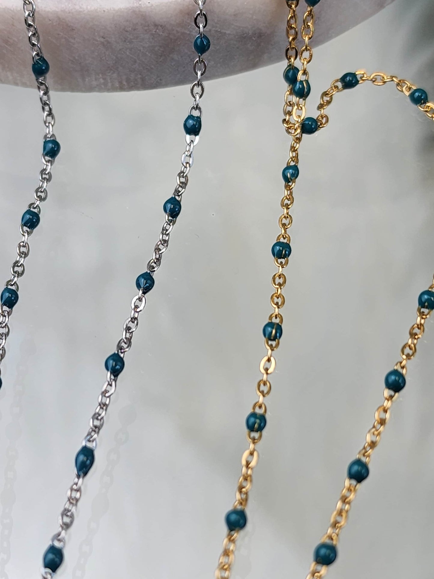 Green Enamel Chain | multicolor bulk chain | chain for permanent jewelry Supply wholesale bead and cable