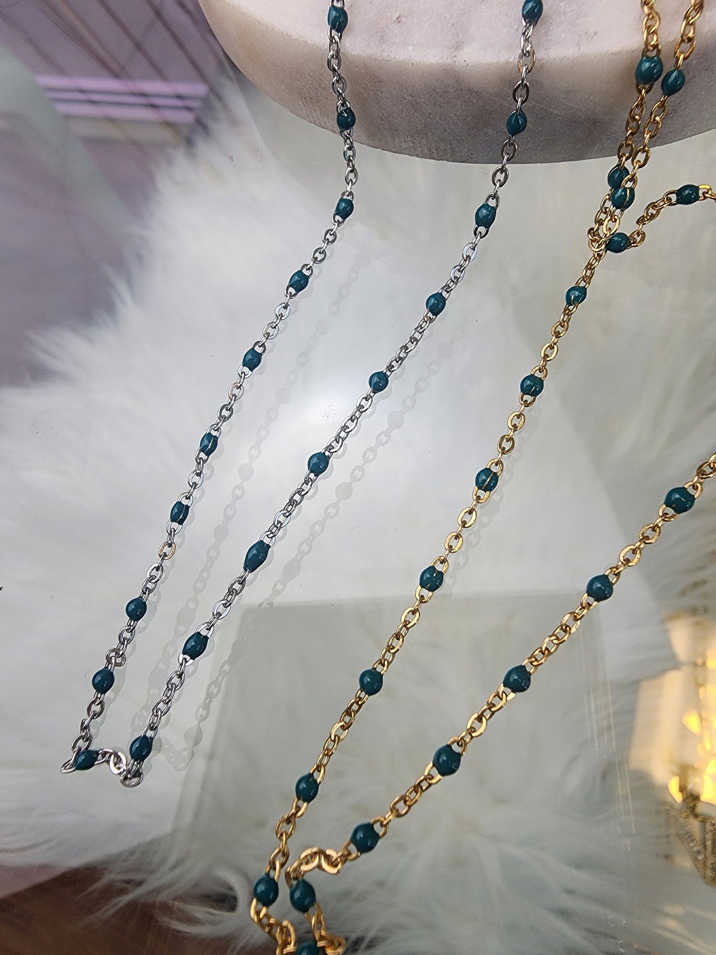 Green Enamel Chain | multicolor bulk chain | chain for permanent jewelry Supply wholesale bead and cable