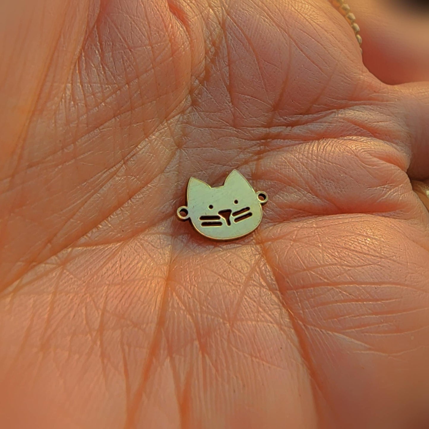 gold filled cat connector - sterling silver or solid gold- permanent jewelry word connectors- charm, pendant, pawprint 10 mm tall
