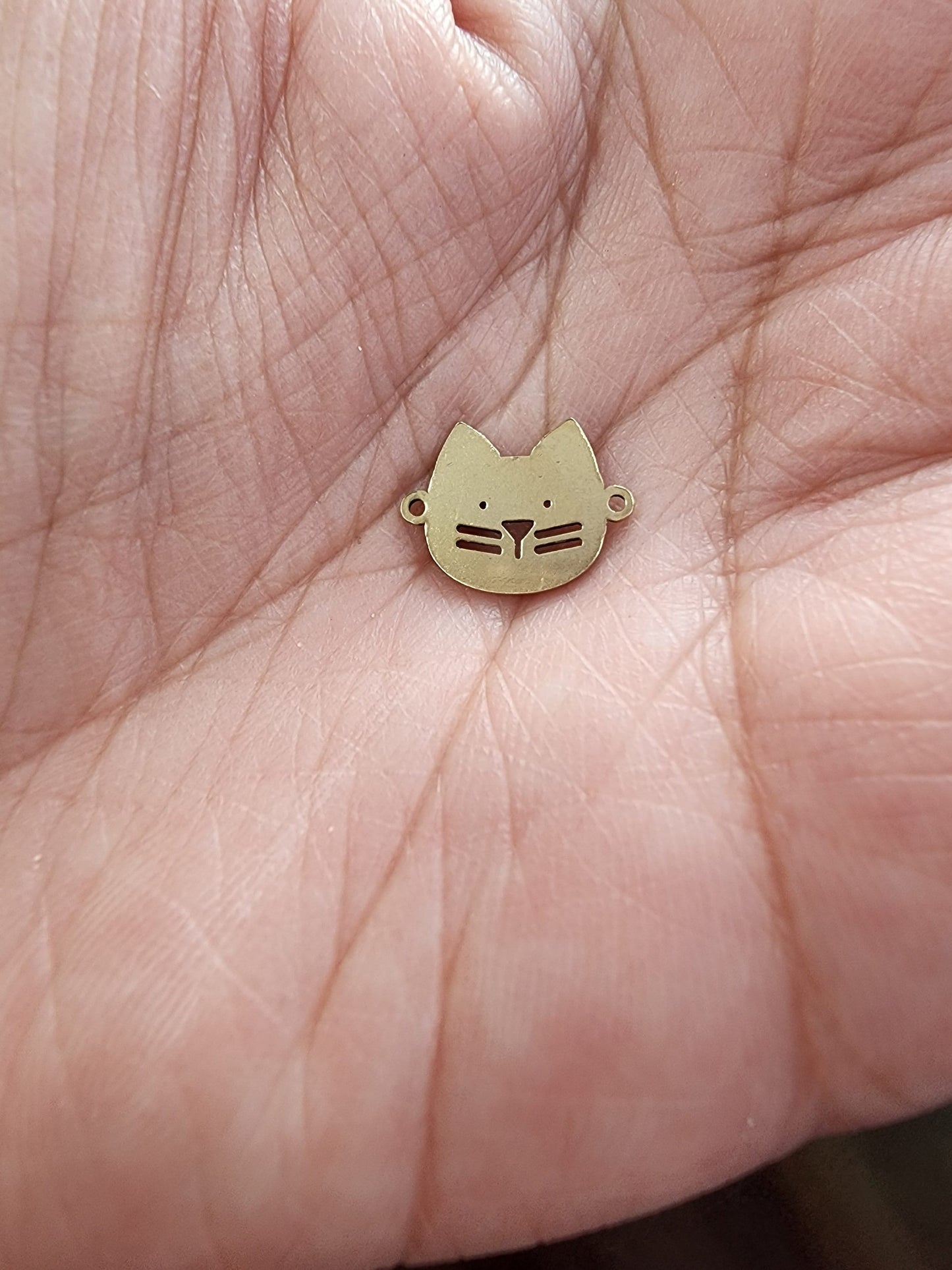 gold filled cat connector - sterling silver or solid gold- permanent jewelry word connectors- charm, pendant, pawprint 10 mm tall